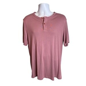 Theory Mens Dusty Pink Short Sleeve‎ Gaskell Henley Top Sz L Stretchy Casual